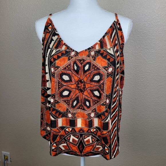 H&M Tops - H&M Conscious Orange Cream Print Tank Medium (6861)